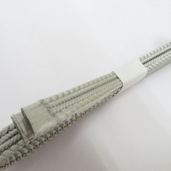 和小物 帯留め・三分紐セット 美濃焼 一粒 白×シルバー ライトグレー カジュアル 普段着物 伝統工芸 Mサイズ 新品 【キモノオフ野々市若松店】の画像