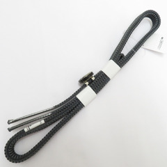 和小物 帯留め・三分紐セット 美濃焼 一粒 黒×シルバー チャコールグレー カジュアル 普段着物 伝統工芸 Mサイズ 新品 【キモノオフ野々市若松店】の画像