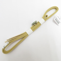 和小物 帯留め・三分紐セット 美濃焼 一粒 グリーン×シルバー マスタードイエロー カジュアル 普段着物 伝統工芸 Mサイズ 新品 【キモノオフ野々市若松店】の画像