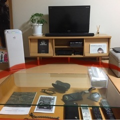 ガラス　木　ローテーブル