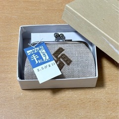 【受渡決定】こぎん刺し小銭入れ（がま口／ベージュ）の画像