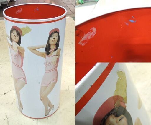 昭和レトロ ピンクレディー スチール製 ゴミ箱 1978年 サウスポー 2種2