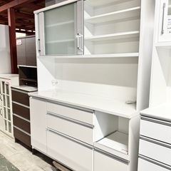激安‼️ 🈹 ☆ジモティー限定価格☆🈹ホワイト食器棚キッチンボード　収納家具　幅160cm🌟A0956の画像