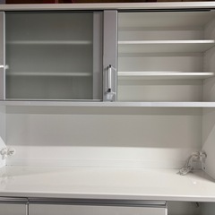激安‼️ 🈹 ☆ジモティー限定価格☆🈹ホワイト食器棚キッチンボード　収納家具　幅160cm🌟A0956の画像