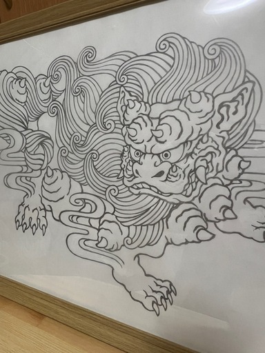 シーサー　オス､メス鉛筆画　