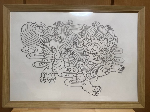 シーサー　オス､メス鉛筆画　