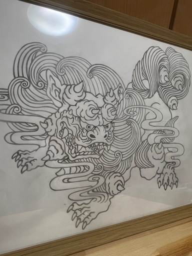 シーサー　オス､メス鉛筆画　