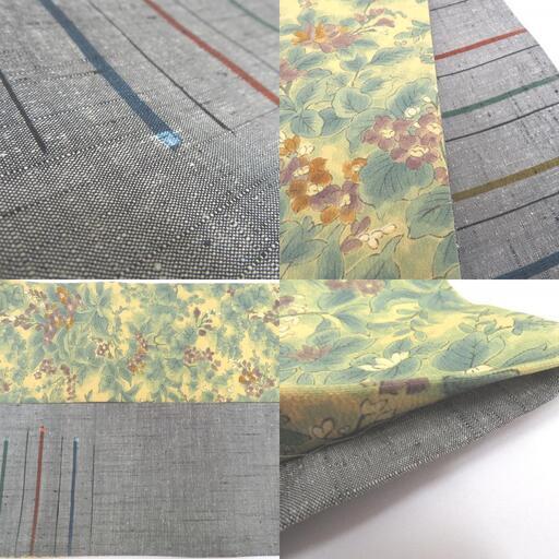 半幅帯 リバーシブル半巾帯 正絹 巾:約15.5cm×長さ:約380cm 小紋×紬