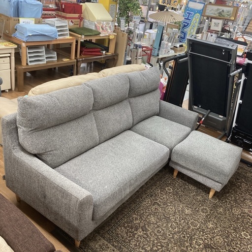 ジモティー限定価格！S336 ⭐ Dselection ファニチャードーム オットマン付き布製 3Pソファ 幅200cm Used 綺麗