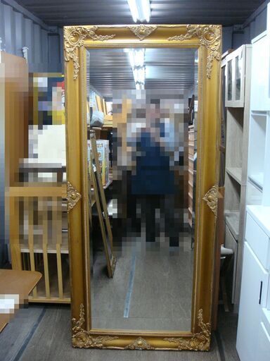 M01T アンティーク調 大型 ミラー 外寸W82×H182cm 姿見 壁掛け 鏡 レトロ調 アンティーク風 インテリア 【モノ市場安城店】013