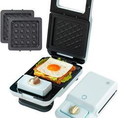 SOLEMOOD ホットサンドメーカー 電気 ワッフルメーカー ブルー