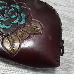 【レア】レザー バッグ ポーチ 薔薇の画像