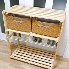 兵庫県伊丹市】ニトリ パインラック マンクス8240(2段)カゴ4点セット
