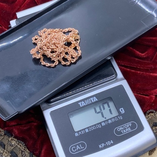 K18 ピンクピンクゴールド　パイプロープチェーン　4.7g 約70cm