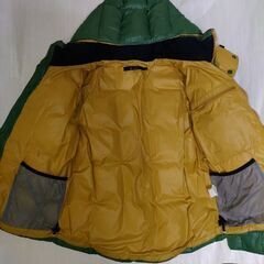 ダウンジャケット フード付き グリーン/オレンジの画像