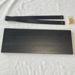 ウォールシェルフ木製 革ベルト壁掛け棚 飾り棚 革 おしゃれ　壁飾り収納ラックの画像