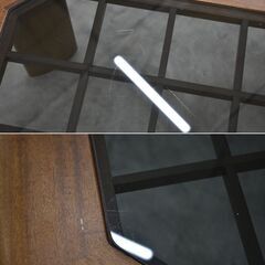 ≪zyt2042ジ≫ 冨士ファニチア ガラストップセンターテーブル 幅80cm 奥行80cm スクエア ローテーブル レトロ/ビンテージ/中古家具/宮城県仙台市 70317-18 の画像