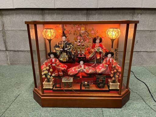 久月】お雛様 十人飾り ガラスケース オルゴール付き ケース飾り