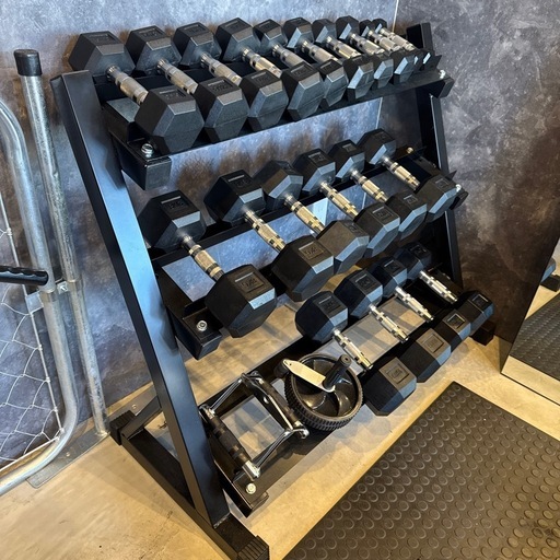 極上品 北海道旭川市 地方発送高額 ヘックス ダンベル＋台セット！総重量110kg！使用期間半年