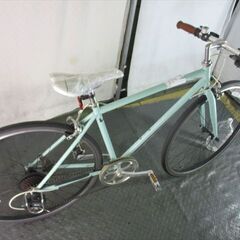 E173　★　13800円★整備済み スポーツ中古自転車 グリーン　７段変速　46ｃｍ【クロスバイク】入札お待ちしております(*^▽^*)の画像