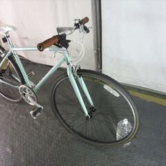 E173　★　13800円★整備済み スポーツ中古自転車 グリーン　７段変速　46ｃｍ【クロスバイク】入札お待ちしております(*^▽^*)の画像