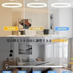 【商談中】 Auesk LED シーリングライト 6畳 led ライト 無段階調光/調色 リモコン アプリ制御 玄関 廊下 寝室 キッチ 和室 洋室用 天井 照明（40CM、ホワイト）の画像