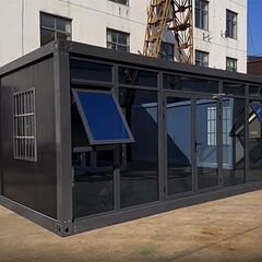 【資材でのご提供W3000×D6000×H2800㎜ ジャスト約36㎡・11畳 2階建て2個セット現地組，ユニットハウス プレハブハウス ガラス付きで事務所にも最適 別荘 ＤＩＹ 海上コンテナ，ショールーム、応接室、ショップの画像