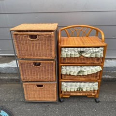 籠 カゴ キャビネット チェスト レトロ ヴィンテージ 編み込み...