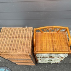 籠 カゴ キャビネット チェスト レトロ ヴィンテージ 編み込み 収納ケース　の画像