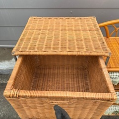 籠 カゴ キャビネット チェスト レトロ ヴィンテージ 編み込み 収納ケース　の画像