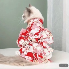【新品】ペット用着物服　犬猫どちらも着れます🎀S.Mサイズ
