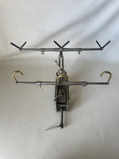 ステンレス製 船釣り用 ロッドキーパー ロッドホルダー 竿受 ガキ付き クランプ式 首振り 角度調節可能 3本用 中古品