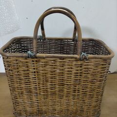 【昭和レトロ】 買い物かご  持ち手付 かごバッグ バスケット ...