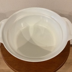 鍋　両手鍋　赤x白カラー　木製取手ガラス蓋　可愛いの画像