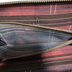 GANZO ラウンドジッパー ブラウン 長財布 前面ロゴ レザー 大容量の画像