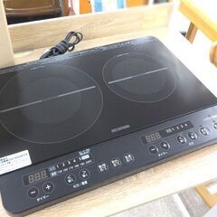 アイリスオーヤマ IHクッキングヒーター ２口 2021年製 1400W IHK-W13 IHコンロ 二口 ブラック 札幌市 屯田店の画像