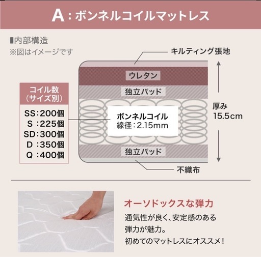 Lowya セミダブル・マットレス付き
