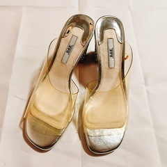 美シルエットR&E 23〜23.5cmクリア・シルバー サンダル