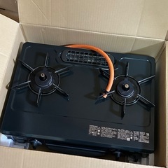 ガスコンロ　二口　プロパンガス　リンナイ　ガスホース付き