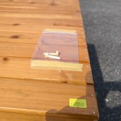 アウトドア木製折り畳み式ベンチ付きテーブル 【引取限定・現状渡し】三重県の画像