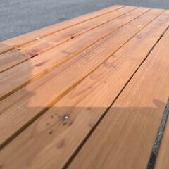 アウトドア木製折り畳み式ベンチ付きテーブル 【引取限定・現状渡し】三重県の画像