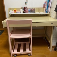 学習つくえ　椅子　セット　ピンク