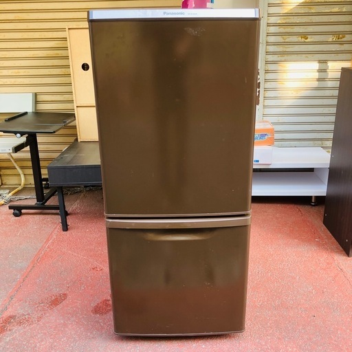 2014年製 138L 2ドア冷蔵庫 パナソニック NR-B146W-T  ブラウン 自動霜取りファン式 おまかせセレクト