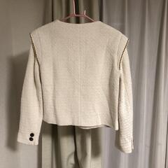 値下げ❣️ZARA ステッチ入り ツイードジャケット セレモニー 白 Mの画像