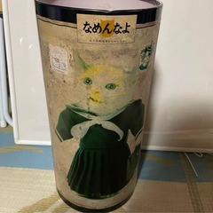 全日本黒猫連合なめんなよ なめ猫 当時物 昭和 レトロ ブリキ ゴミ箱 缶の画像