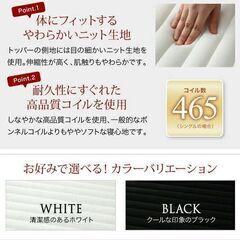 数量限定　新品未開封　トッパー付きスタンダードポケットコイルマットレス　ダブル　ホワイト　ブラックの画像