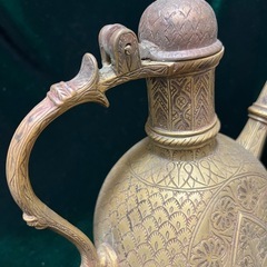 希少外国製19世紀古代ブロンズティーポット 骨董現状品のみ高25cmx26x11cmの画像