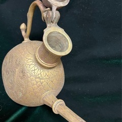 希少外国製19世紀古代ブロンズティーポット 骨董現状品のみ高25cmx26x11cmの画像
