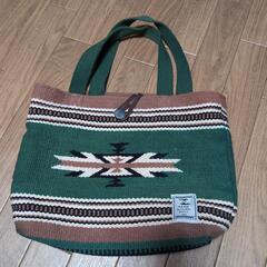 【中古】ナバホ柄グリーンバッグ