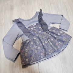 【美品】西松屋 長袖 チュニック 花柄 チュールトップス 90c...
